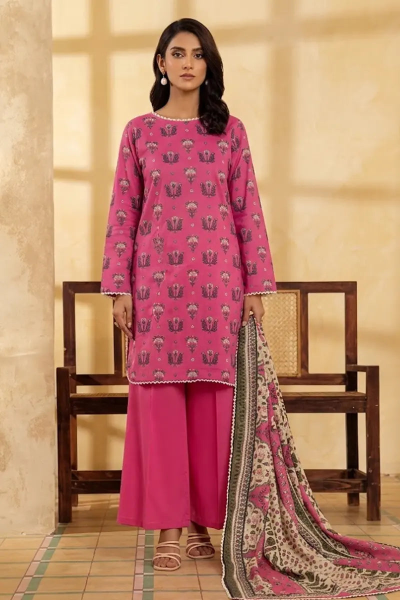 Mor Bagh 3-Piece Unstitched Printed Lawn Suit (Fuchsia Pink)