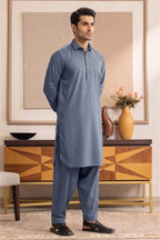 Yameen - Men’s Unstitched Cotton Fabric (Muted Denim Blue)
