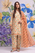 Khaadi 3-Piece Unstitched Printed Lawn Suit Set (Cream)