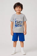 Boys T-Shirt & Shorts Set (Heather Grey & Royal Blue)
