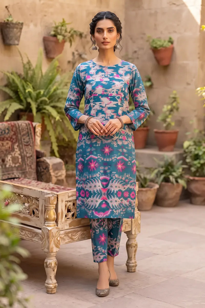 Sana Safinaz Printed Lawn Unstitched 2-Piece Suit (Sea Blue)