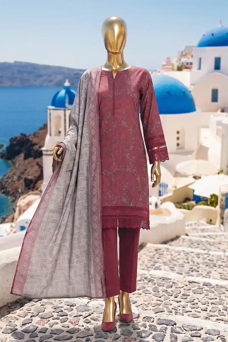 Safina Pop (Vol-01) by A One Textile - 3PC Unstitched Printed Lawn Suit (Dusty Plum)