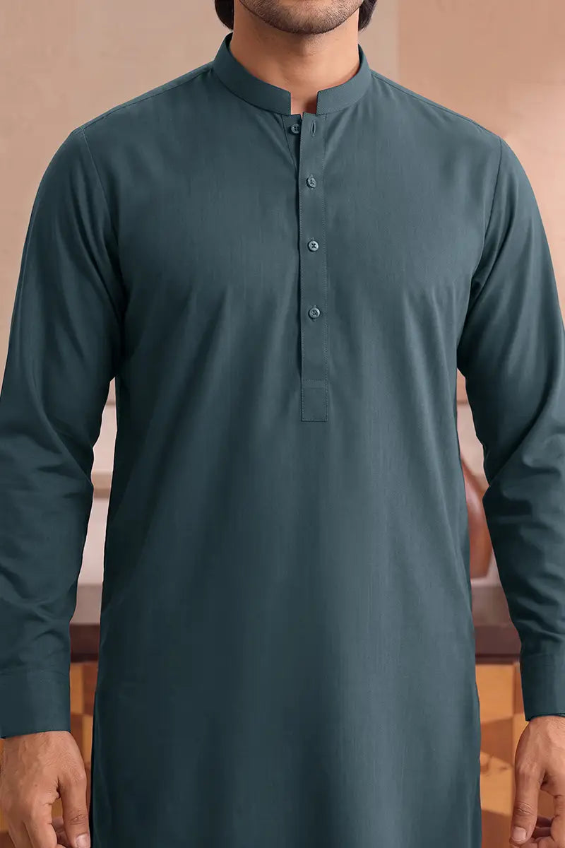 Yameen - Men’s Unstitched Cotton Fabric (Muted Slate Teal)