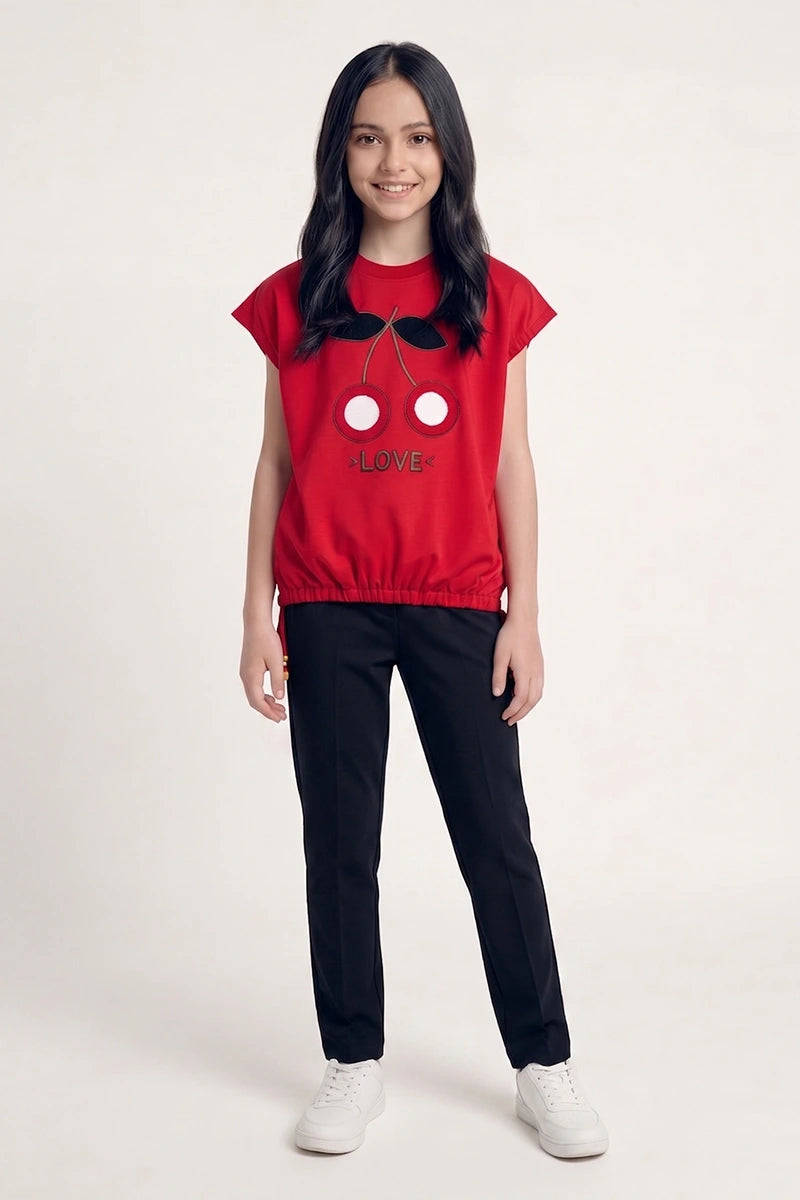 Girls Casual Comfort T-Shirt (Red)