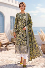 Zesh - 3PC Unstitched Embroidered Lawn Suit (Lime Olive Green)