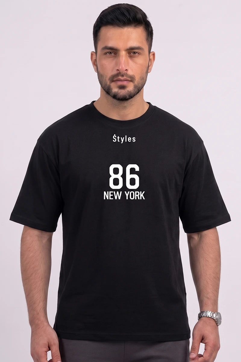 New York 86 - Men's Casual Crew Neck T-Shirt (Black)