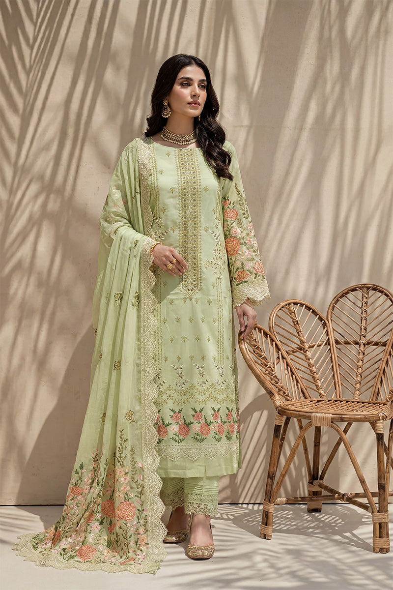Millat - 3PC Unstitched Embroidered Lawn Suit (Soft Pale Green)