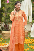 MJ IZHAN Unstitched 3-Piece Lawn Collection (Soft Orange)