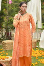 MJ IZHAN Unstitched 3-Piece Lawn Collection (Soft Orange)