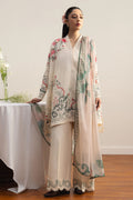 COCO By Zara Shahjahan - 3-Piece Unstitched Printed Lawn Suit (Off White)