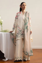 COCO By Zara Shahjahan - 3-Piece Unstitched Printed Lawn Suit (Off White)