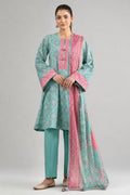 Nishat (Vol.4) - 3pc Unstitched Digital Embroidered Printed Lawn (Sea Green & Candy Pink)