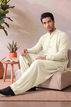 Saya Men’s Wash & Wear Unstitched Suit (Light Off-White)