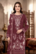 Shah Jaha by Breeza Fashion - 3PC Unstitched Embroidered Lawn Suit (Deep Plum)