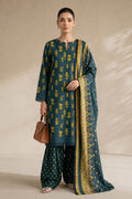 Khaadi (Vol.4) – 3 Piece Unstitched Printed Lawn Suit (Deep Teal & Mustard Yellow)