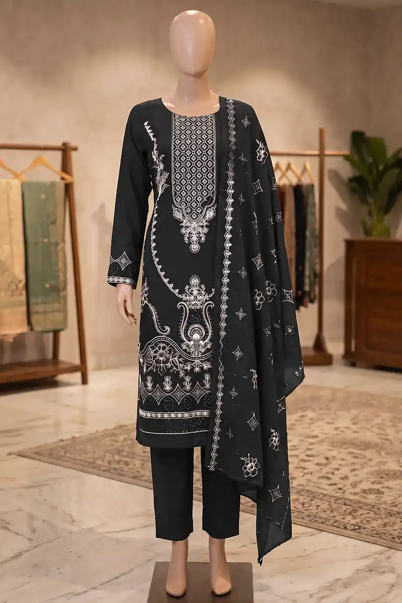 Dream by Breeza Fashion - 3PC Unstitched Embroidered Lawn Suit (Black)
