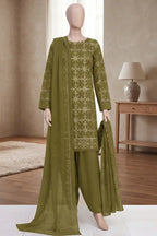 Breeza by Breeza Fashion - 3PC Unstitched Embroidered Lawn Suit (Olive Green)