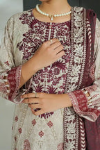 Mehrun by KBC Fashion Unstitched 3-Piece Lawn Collection (Deep Burgundy)