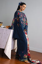COCO By Zara Shahjahan - 3-Piece Unstitched Printed Lawn Suit (Deep Navy)