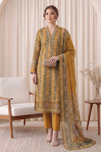 Gul Rang By Bareezé – 3-Piece Unstiched Printed Classic Lawn (Dark Goldenrod)