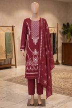 Dream by Breeza Fashion - 3PC Unstitched Embroidered Lawn Suit (Maroon)