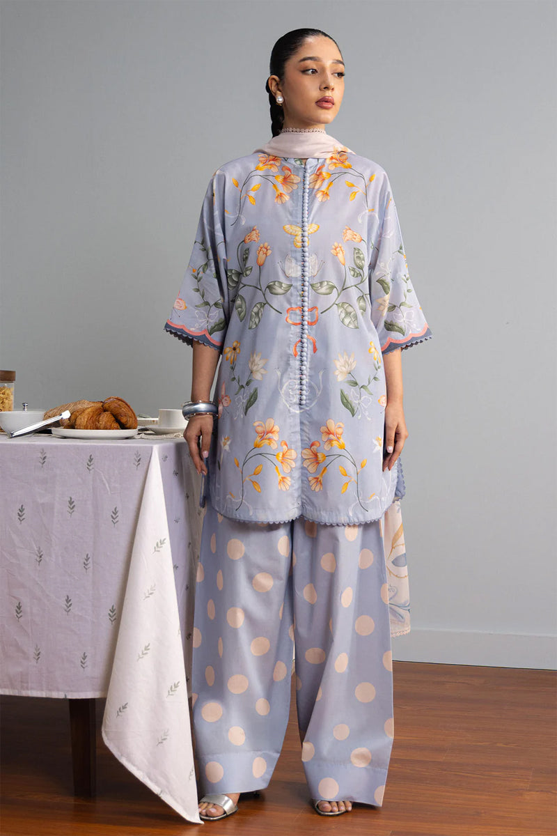 COCO By Zara Shahjahan - 3-Piece Unstitched Printed Lawn Suit (Muted Lavender)