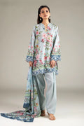 Khaadi – 3 Piece Unstitched Premium Embroidered Digital Printed Lawn Suit (Pale Sage)