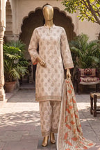 Agha Noor Printed Collection by KBC Fashion - 3PC Unstitched Suit (Cream)