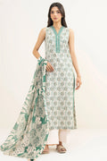 Khaadi – Summer Series 3 Piece Unstitched Printed Lawn Suit (Off White & Sea Foam)