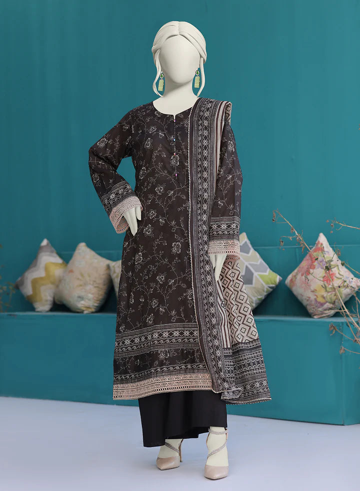 Bellissima By Aleemrah -3PC-Lawn Unstitch (Black & floral)