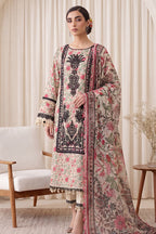 Gul Rang By Bareezé – 3-Piece Unstiched Printed Classic Lawn (Pale Cream & Salmon)