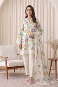 Gul Rang By Bareezé – 3-Piece Unstiched Printed Classic Lawn (White)