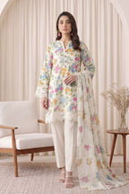 Gul Rang By Bareezé – 3-Piece Unstiched Printed Classic Lawn (White)