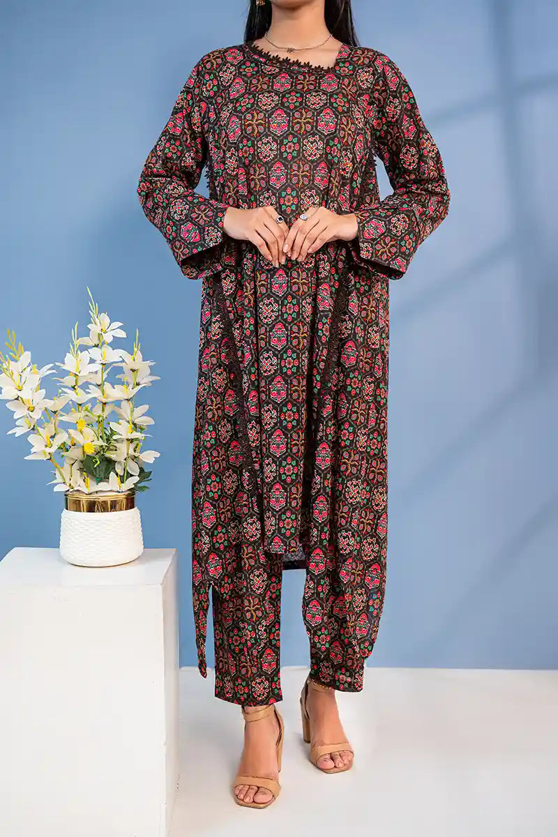 Naqsh Premium Printed Lawn Stitched Suit Set (Vibrant Magenta)