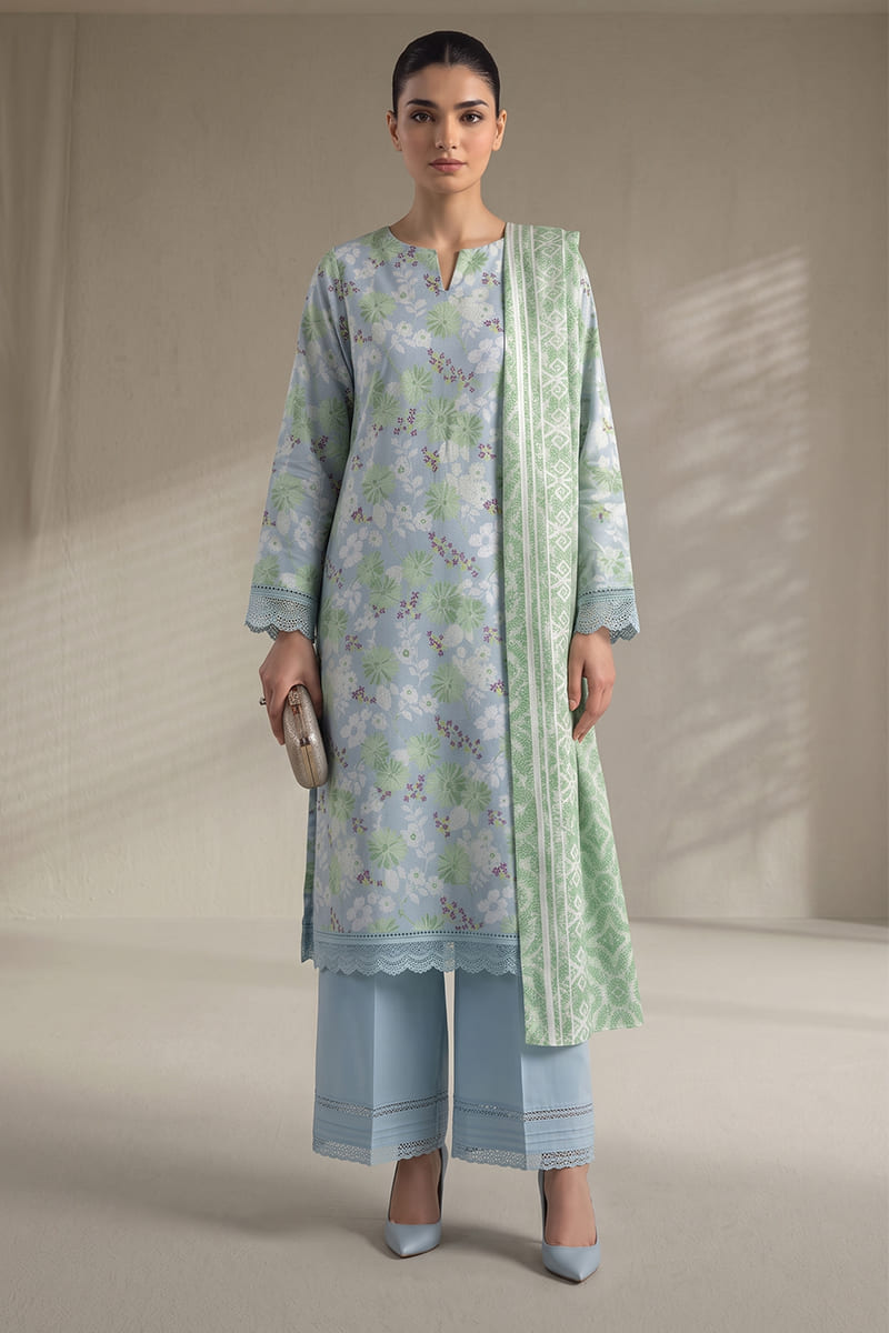 Khaadi (Vol.5) – 3 Piece Unstitched Printed Lawn Suit (Soft Powder Blue & Mint Green)