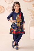 Ting Tone by Almeerah - Girls Unstitched 2-Piece Suit (8 to 12 Years) (Deep Navy Blue)