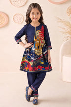 Ting Tone by Almeerah - Girls Unstitched 2-Piece Suit (8 to 12 Years) (Deep Navy Blue)