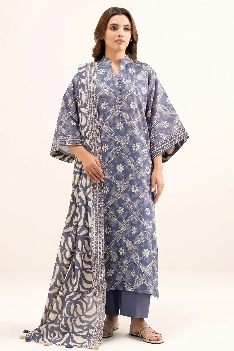 Sapphire Vol.7 - 3PC Unstitched Printed Lawn Suit (Steel Blue)