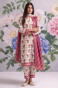 Khaadi 3-Piece Unstitched Printed Lawn Suit Set (Soft Off-White)