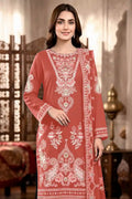 Shah Jaha by Breeza Fashion - 3PC Unstitched Embroidered Lawn Suit (Terracotta Pink)