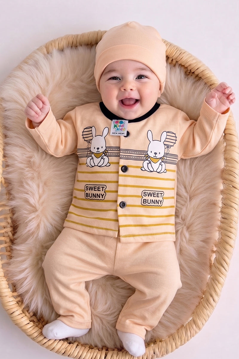 Sweet Bunny Long Sleeve (0-3 Months) (Beige)