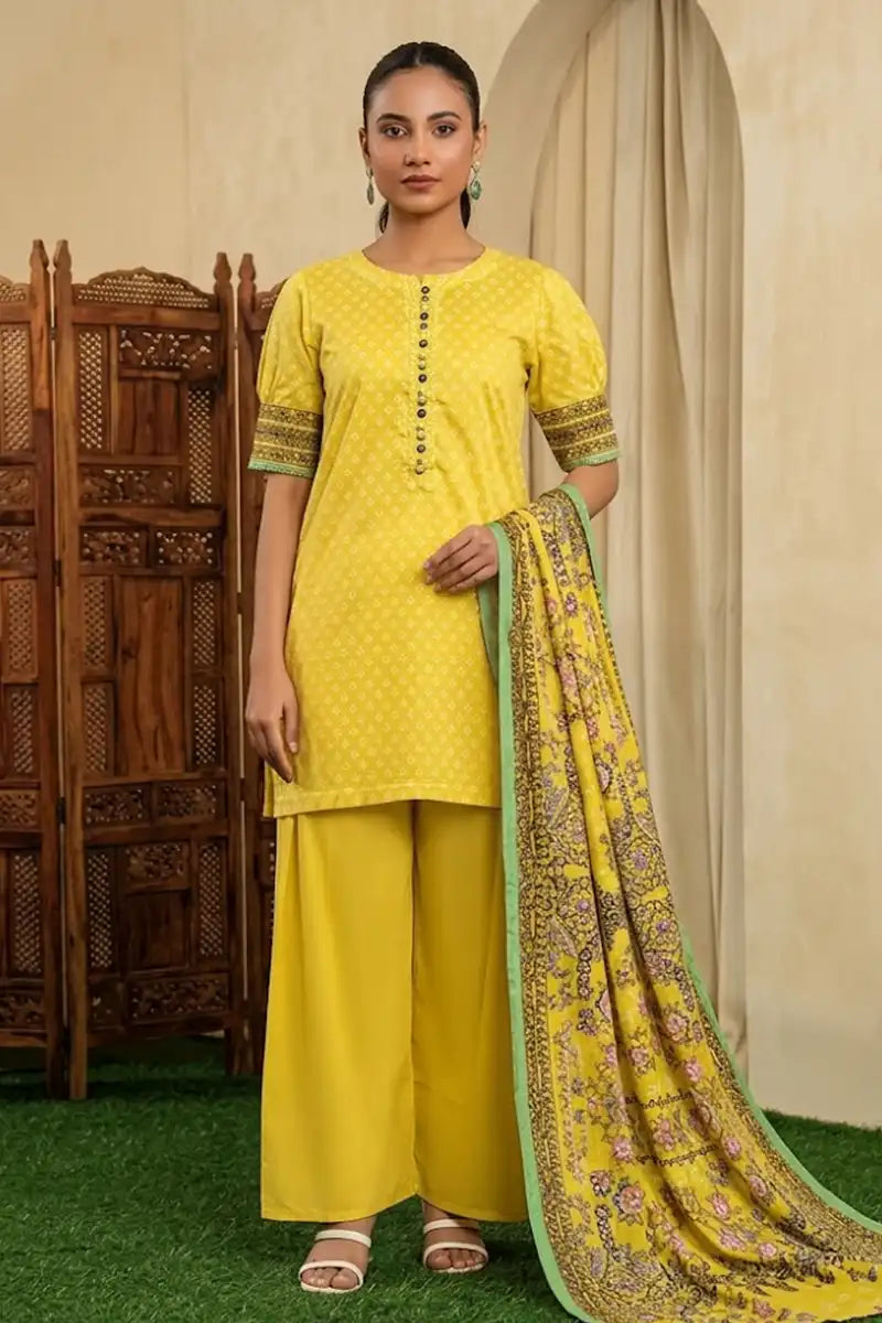 Mor Bagh 3-Piece Unstitched Printed Lawn Suit (Lemon)