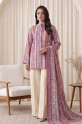 Gul Rang By Bareezé – 3-Piece Unstiched Printed Classic Lawn (Mauve& Off White)