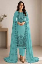 Princess by Breeza Fashion - 3PC Unstitched Embroidered Lawn Suit (Soft Turquoise)