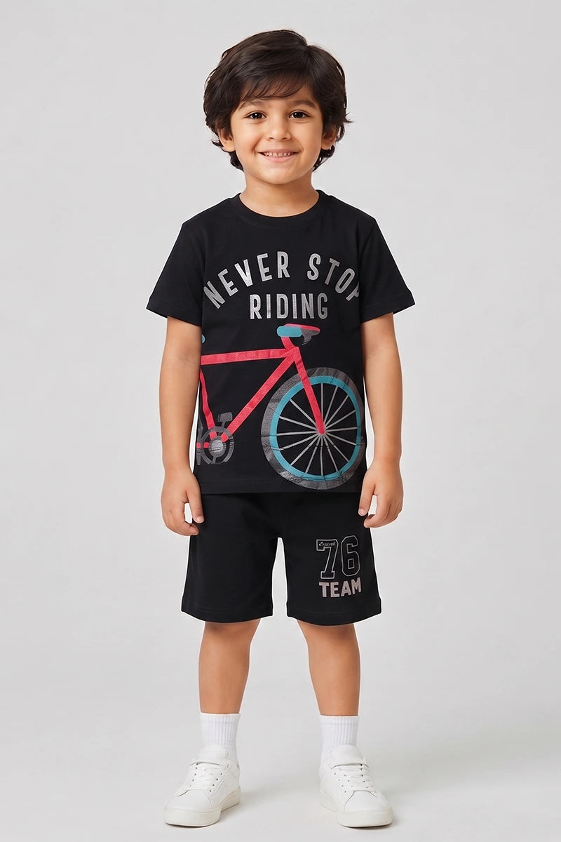 Boys T-Shirt & Shorts Set (Black)