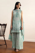 COCO By Zara Shahjahan - 3-Piece Unstitched Printed Lawn Suit (Pale Aqua)