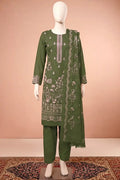 Elanza by Breeza Fashion - 3PC Unstitched Embroidered Lawn Suit (Dark Green)