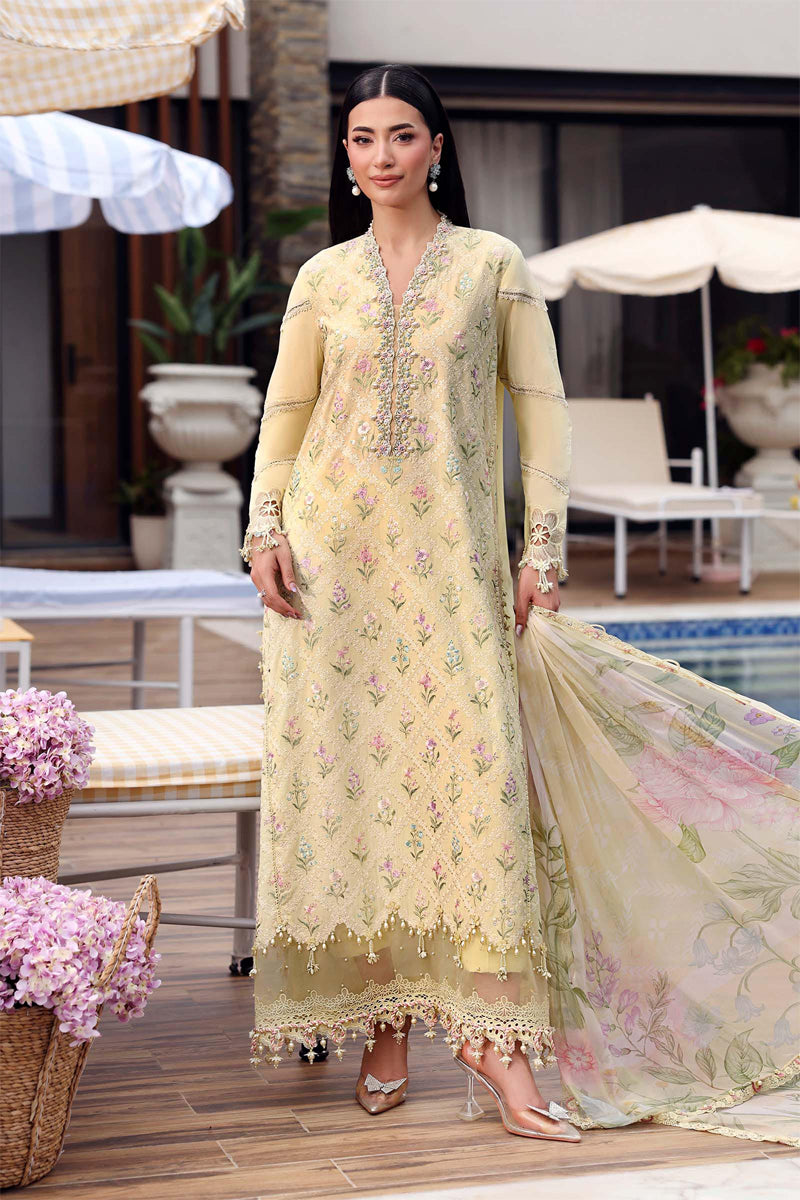 Elahéh By Maria B - 3PC Unstitched Digital Printed Lawn Suit (Pale Lemon)