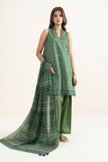 Sapphire (Vol.4) - 3PC Unstitched Printed Lawn Suit (Medium Sage Green)
