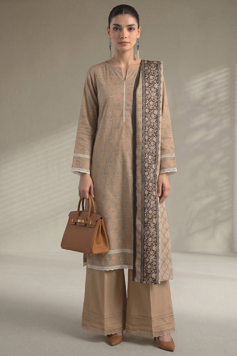 Khaadi – 3 Piece Unstitched Digital Printed Lawn Suit (Warm Sand)